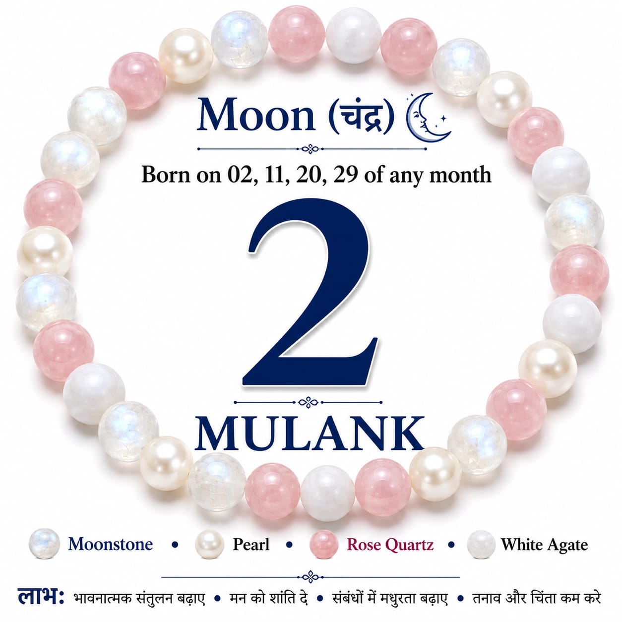 Mulank 2 (Moon) Crystal Bracelet