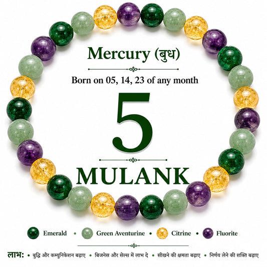 Mulank 5 (Budh) Crystal Bracelet