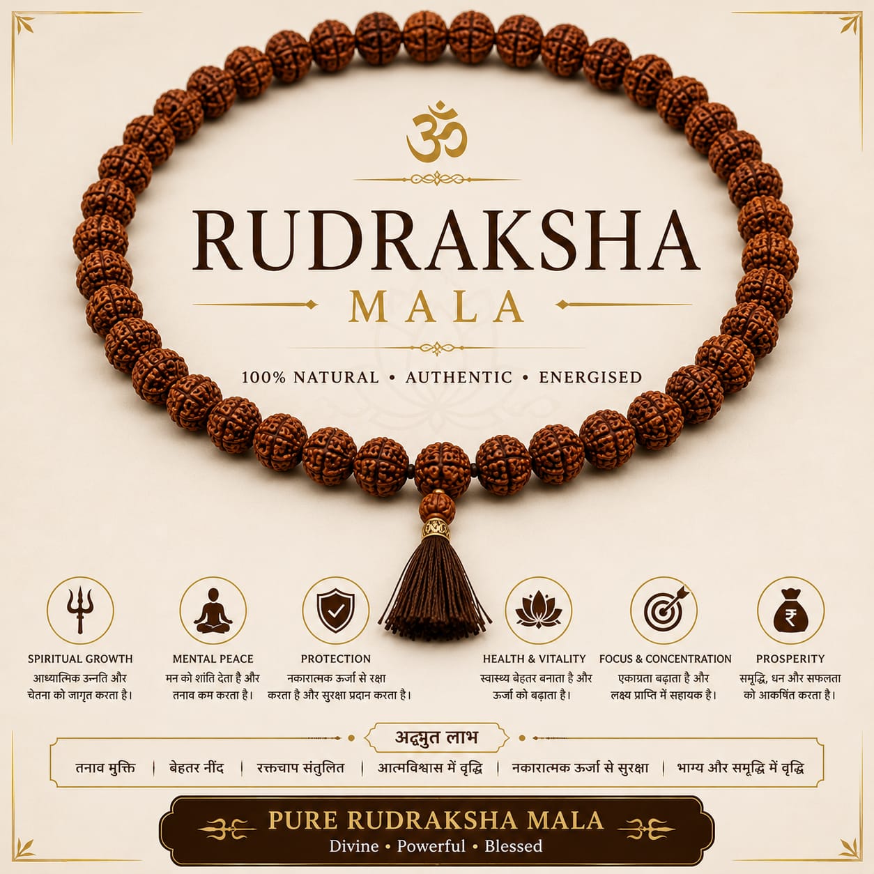 Natural Rudraksha Mala – 108 Beads