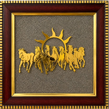 Seven Running Horses Pyrite Stone Wall Frame