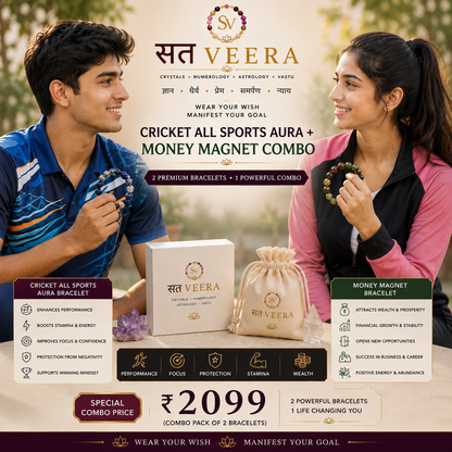 Sports Success + Money Magnet Crystal Bracelet Combo | For Athletes & Champions | SatVEERA