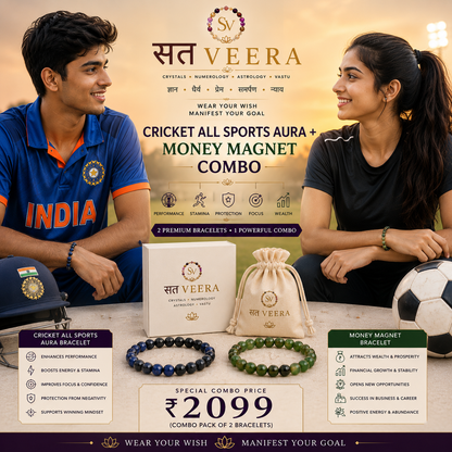 Sports Success + Money Magnet Crystal Bracelet Combo | For Athletes & Champions | SatVEERA