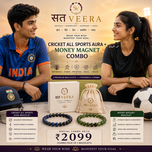 Sports Success + Money Magnet Crystal Bracelet Combo | For Athletes & Champions | SatVEERA
